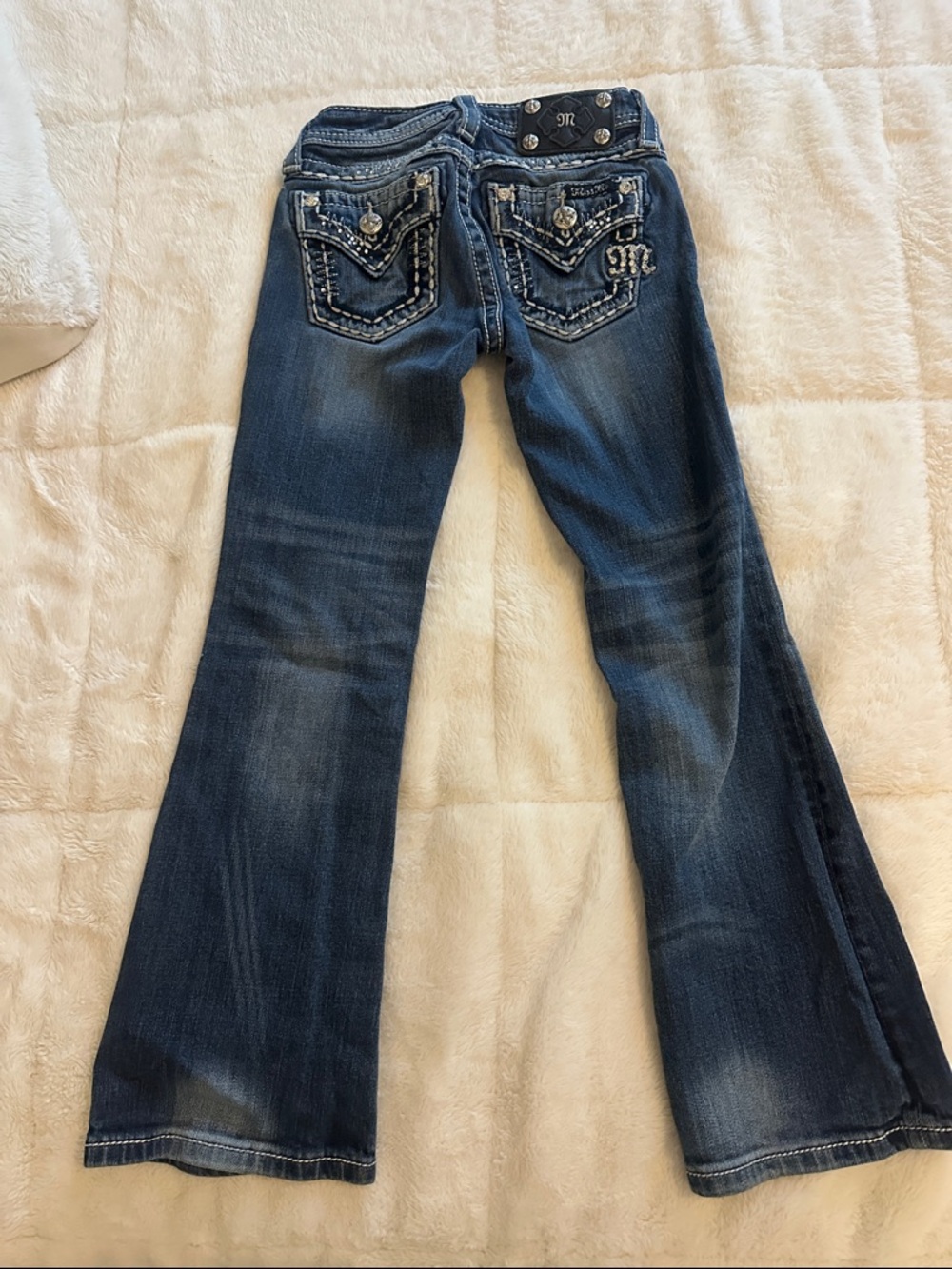Miss Me Blue Flared Jeans with Embellished Back Pockets